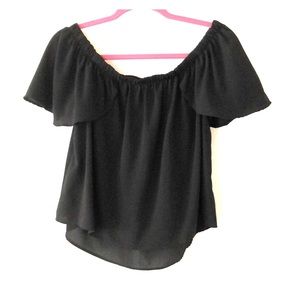 Peach Love classic black off the shoulder top